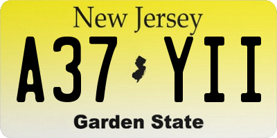 NJ license plate A37YII