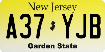 NJ license plate A37YJB