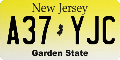 NJ license plate A37YJC