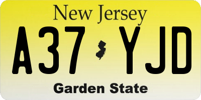 NJ license plate A37YJD