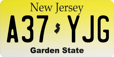 NJ license plate A37YJG