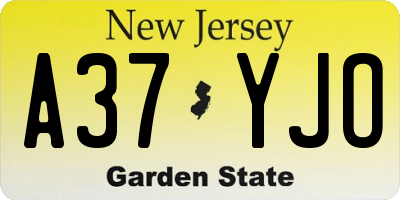 NJ license plate A37YJO
