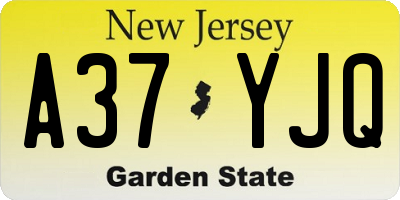 NJ license plate A37YJQ