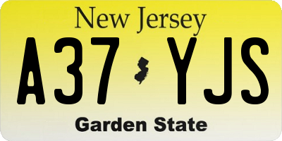 NJ license plate A37YJS