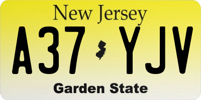 NJ license plate A37YJV