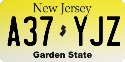 NJ license plate A37YJZ