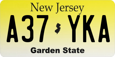 NJ license plate A37YKA
