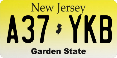 NJ license plate A37YKB