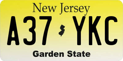 NJ license plate A37YKC