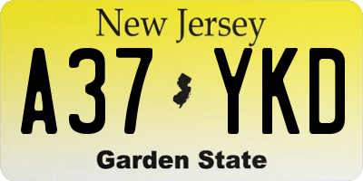 NJ license plate A37YKD