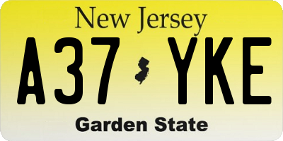 NJ license plate A37YKE