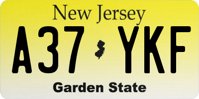 NJ license plate A37YKF
