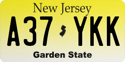 NJ license plate A37YKK