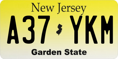 NJ license plate A37YKM