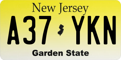 NJ license plate A37YKN