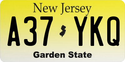 NJ license plate A37YKQ