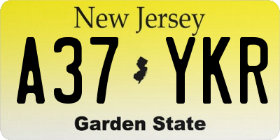 NJ license plate A37YKR