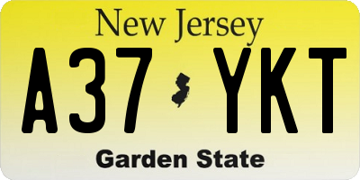 NJ license plate A37YKT