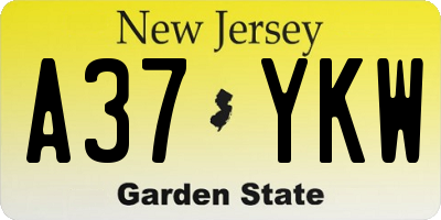 NJ license plate A37YKW