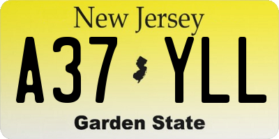 NJ license plate A37YLL