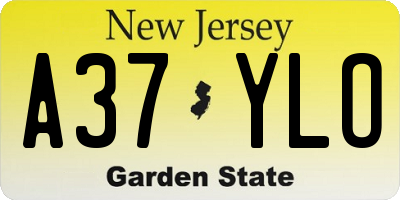 NJ license plate A37YLO