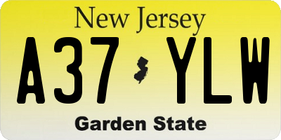 NJ license plate A37YLW