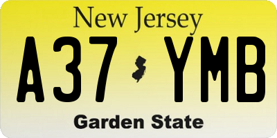 NJ license plate A37YMB