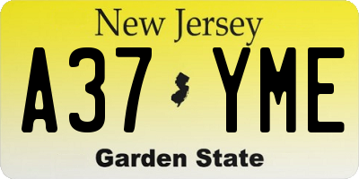 NJ license plate A37YME