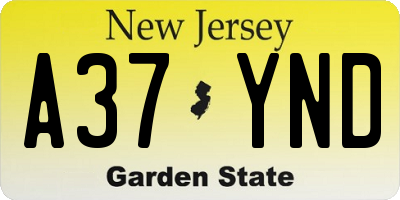 NJ license plate A37YND