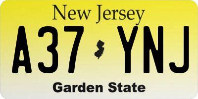 NJ license plate A37YNJ