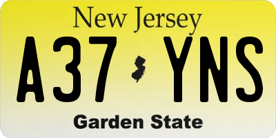NJ license plate A37YNS