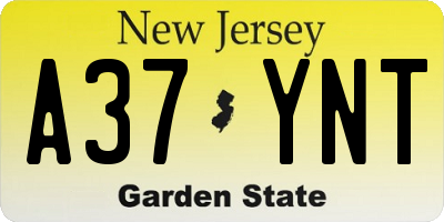 NJ license plate A37YNT