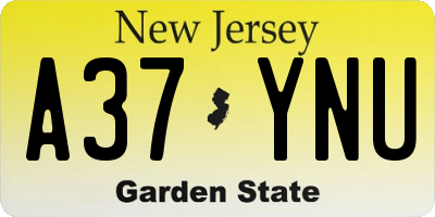 NJ license plate A37YNU