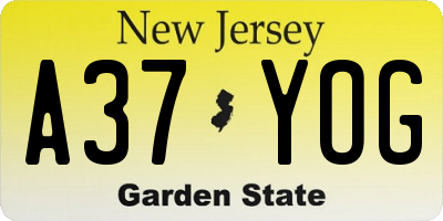 NJ license plate A37YOG