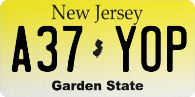 NJ license plate A37YOP