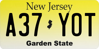 NJ license plate A37YOT