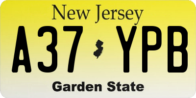 NJ license plate A37YPB