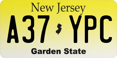 NJ license plate A37YPC