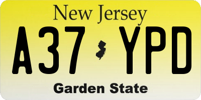 NJ license plate A37YPD