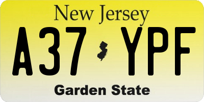 NJ license plate A37YPF