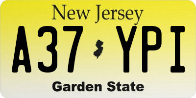 NJ license plate A37YPI