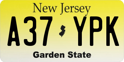 NJ license plate A37YPK