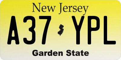 NJ license plate A37YPL