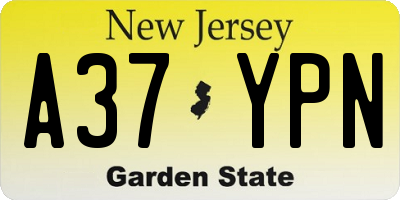 NJ license plate A37YPN