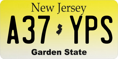 NJ license plate A37YPS