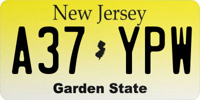 NJ license plate A37YPW