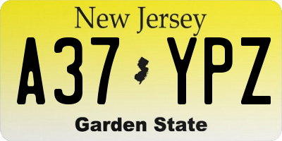 NJ license plate A37YPZ