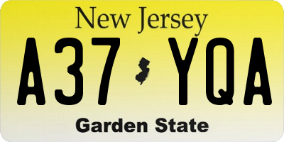 NJ license plate A37YQA