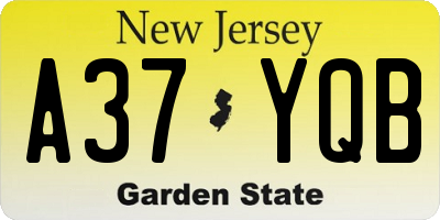 NJ license plate A37YQB