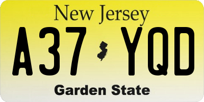 NJ license plate A37YQD